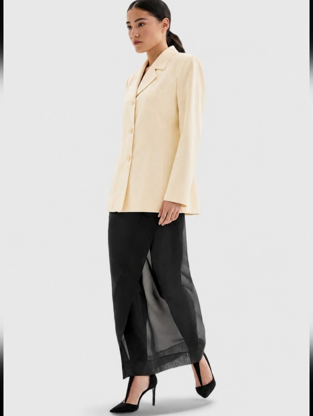 Emma James Cream White Tailored Button Up Jacket